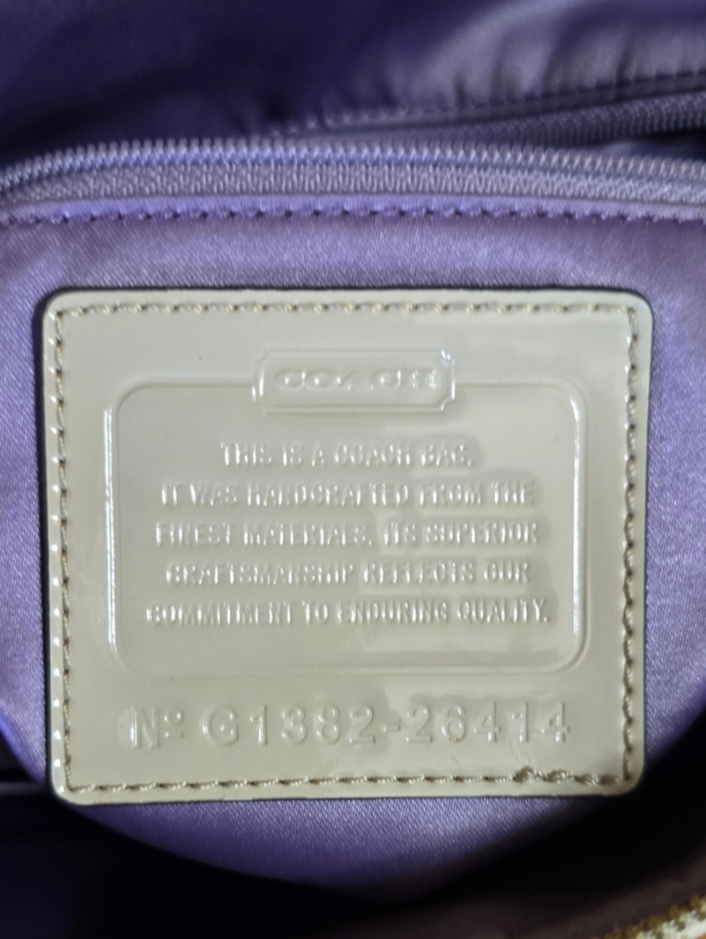 Coach Bag Poppy Metallic Beige Gold Signature C Patent Leather Canvas - Picture 3 of 16